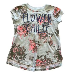 Arizona Girls Floral Embroidered "Flower Child" Graphic Tee Size 6